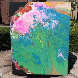 Acrylic and resin and fingerprint abstract art